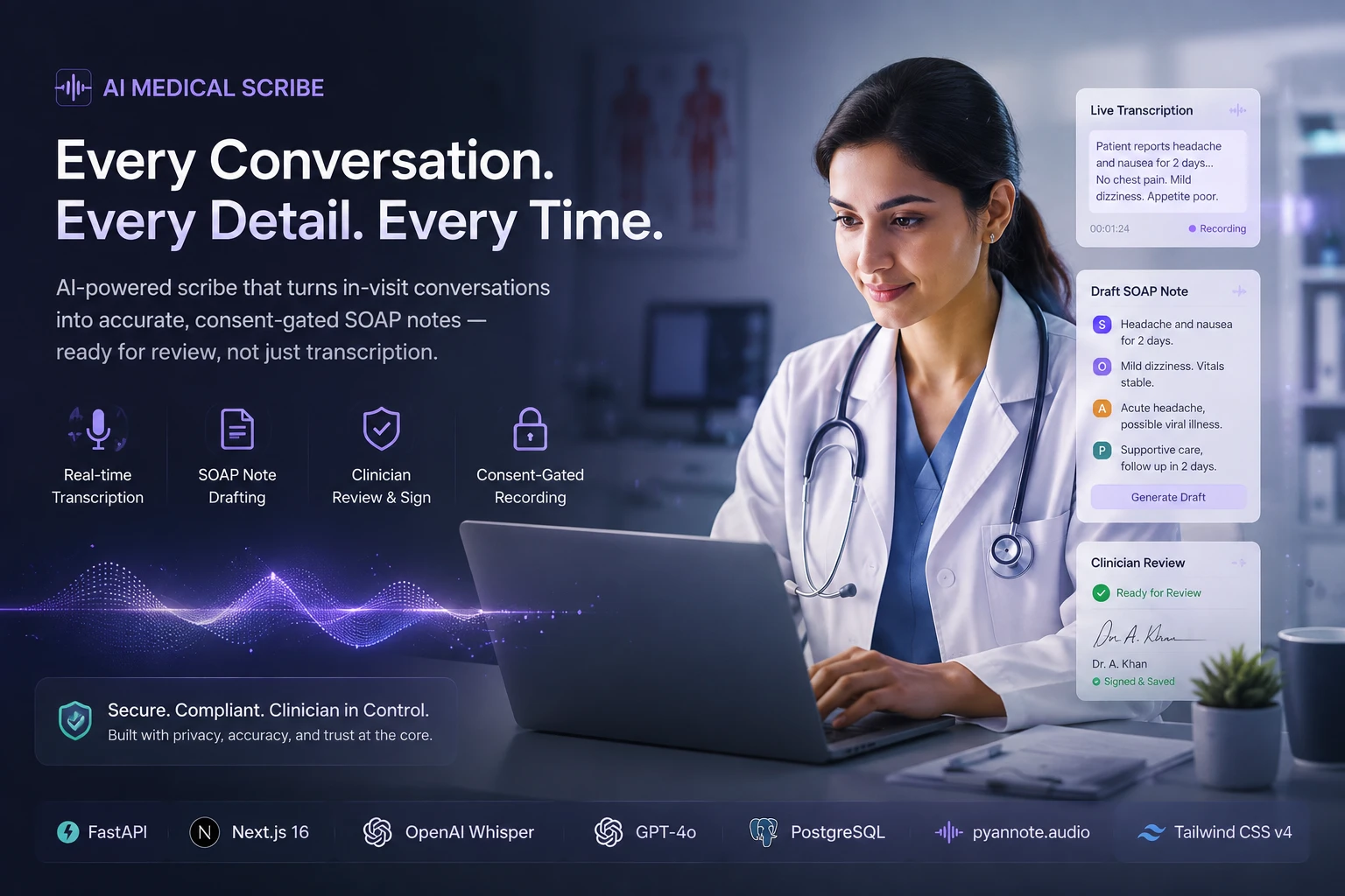 AI Medical Scribe — Speech-to-SOAP Clinical Documentation Copilot