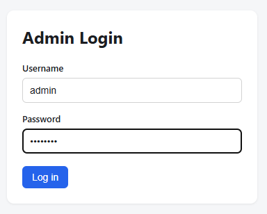 Voice AI Agent — admin panel login screen